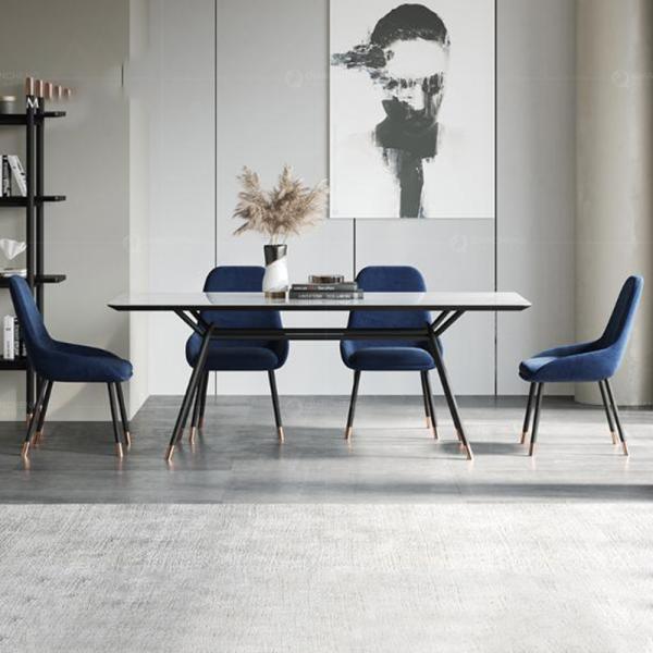 10 Seater SS Dining Tables Metal Stainless Steel Leg Ceramic Tile Or Marble Top