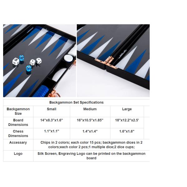 With Logo printing Blue Red White Triangle color Luxury Black Acrylic Lucite Backgammon Sets