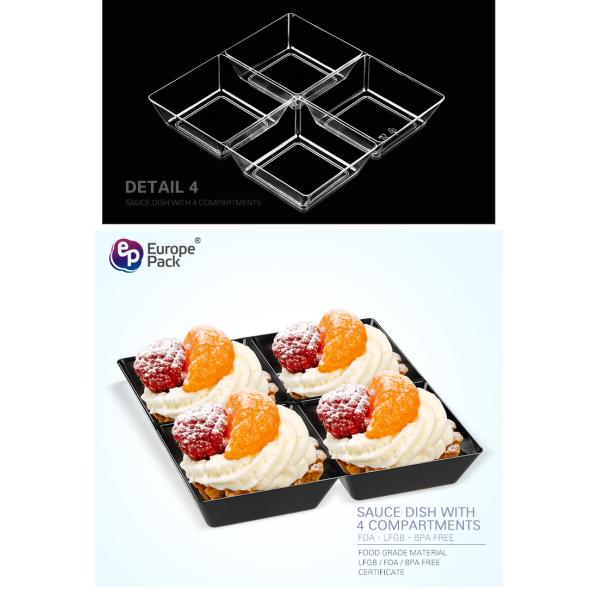 BPA free disposable plastic candy 4-compartment wheat straw containers for dessert