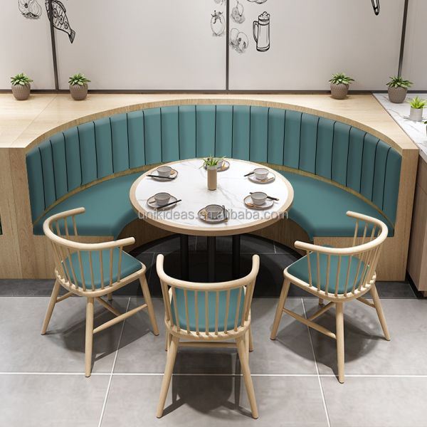 Hot Sale Commercial Cafe Restaurant Furniture Tea House Coffee Shop Wood Booth Seating Table and Chair Set for Hotel Bistro