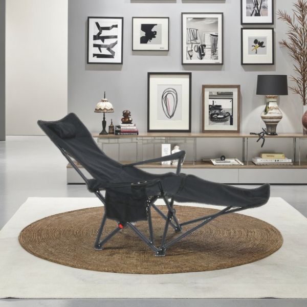 Modern Outdoor Iron Frame Moon Chair Folding Camping Chair Foldable Eco-Friendly Portable for Camping Fishing Beach Use