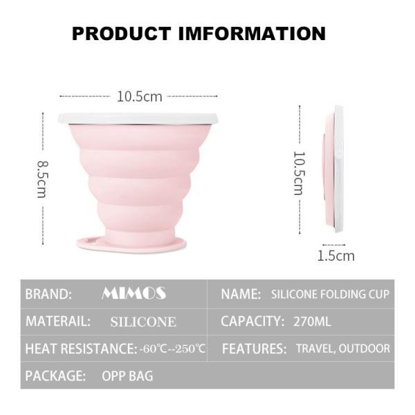 270ml Portable Collapsible Silicone Coffee Mug With Lid