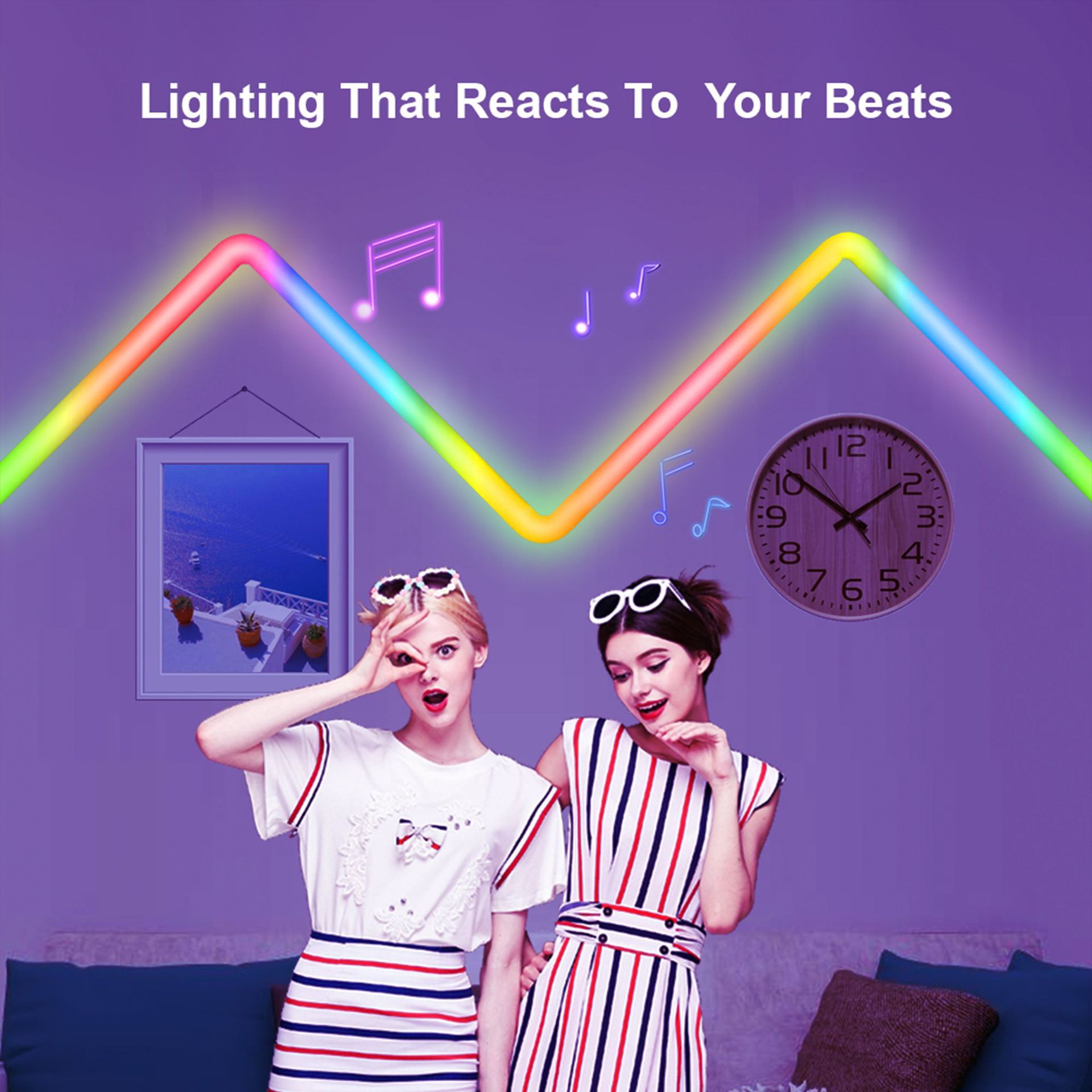CE RGB настенная лампа DIY RGBIC ленточная лампа 7pack с дистанционным управлением APP-IR