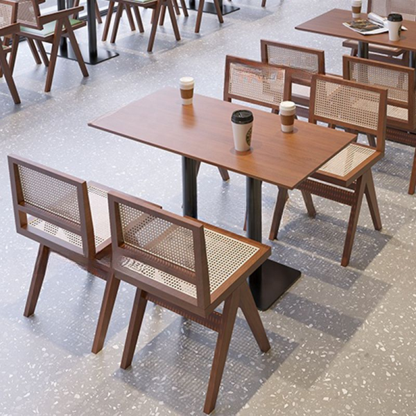 Retro American Restaurant Furniture Vintage Style Wooden Dining Table and Chair Cafe Solid Wood Chairs Set