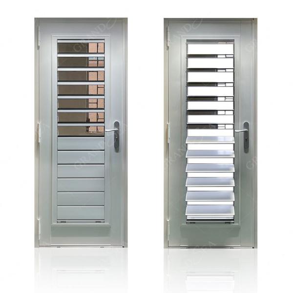White Aluminum Framed Storm Aluminium Swing Door Exterior Glass Louver Door Designs for Caribbean Villa House