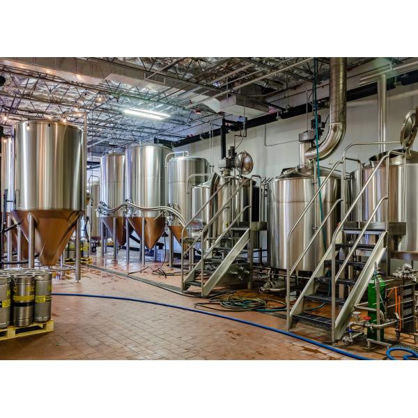 SUS304 / Red Copper Brewhouse Equipment , 3 Vessel Beer Factory Equipment