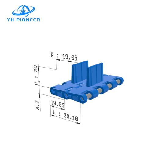 Easy to Clean Modular Belt with Flights for Sanitary Conveying in Food and Pharmaceutical Industries