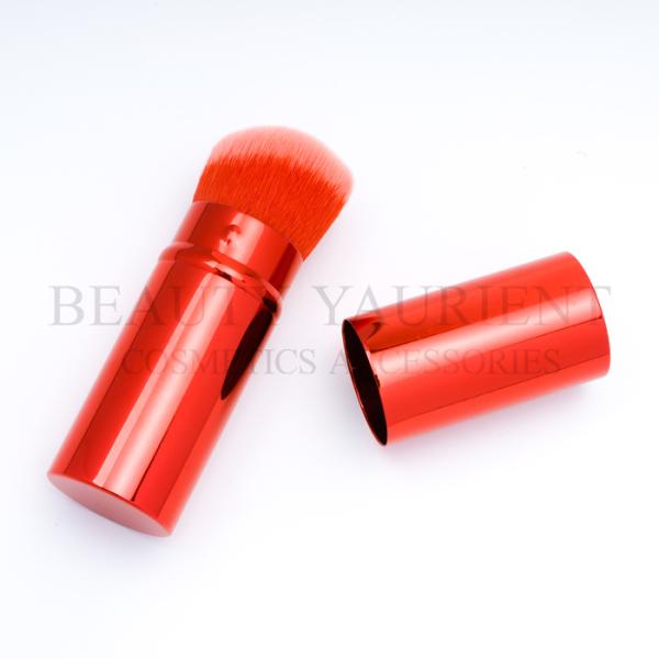 Red Aluminium Tube Retractable Travel Makeup Brush 11cm For Base Makeup