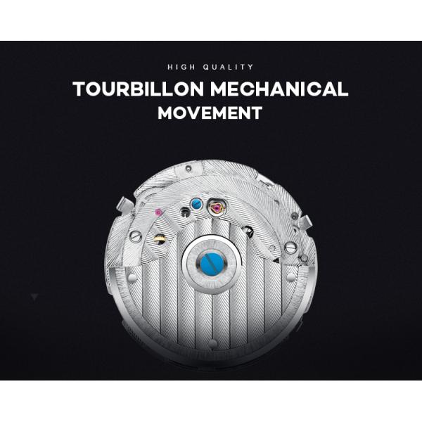 KINYUED popular stainless steel classical automatic luminous hands mens automatic skeleton watch