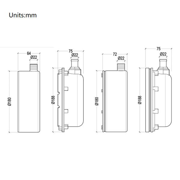 IP68 LED Lumières sous-marines 12/24V AC/DC 12W 18W 30W Dia 195mm 90Degree Faisceau pour le revêtement de vinyle ou la piscine en béton