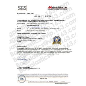 YANTAI BAGEASE PACKAGING PRODUCTS CO.,LTD Certifications