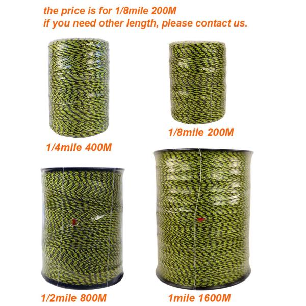 Portable Electric Fence Polywire, Electric Fence Wire with 9 Strands Stainless Steel Conductors for Reliable Conductivity, UV Rust Resistant