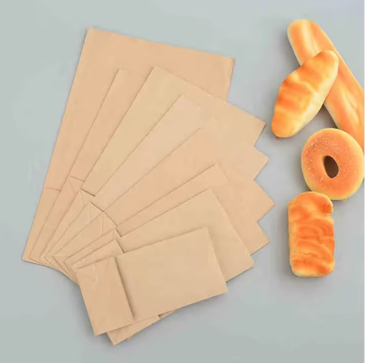 Plain brown kraft paper food bag without handles