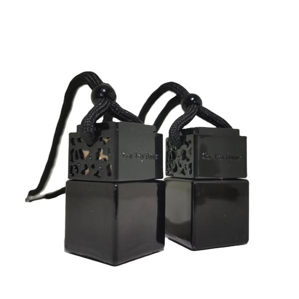 8ml Black Square Car Perfume Bottle with Wooden Lid