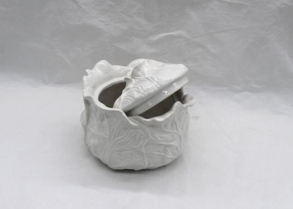 White Ceramic Kitchen Canisters Handmade Vegetable Design Cabbage Food Container With Lid