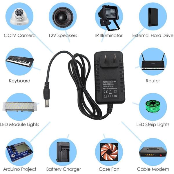 1A Adjustable 3-12V DVR Adaptor DC 12V 2A Output AC-DC Switching Power Adapter for CCTV