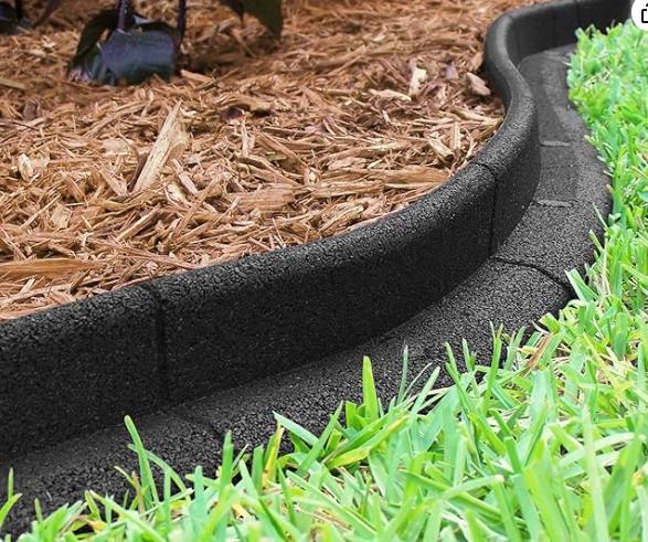 Recycled Rubber Landscape Edging 1200x100mm Black Border Fence
