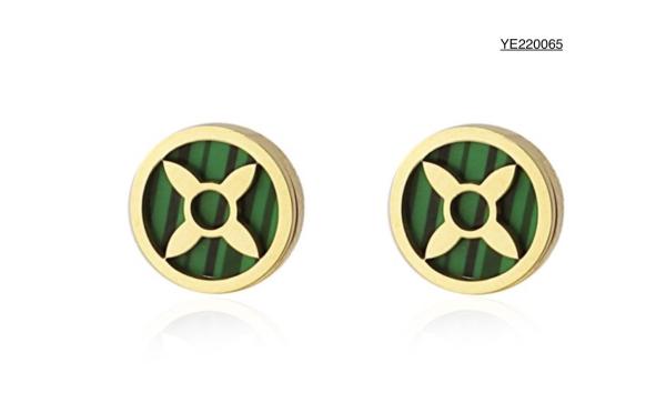 Green Plum Yellow Turquoise Earrings Men's Stainless Steel Stud Earrings