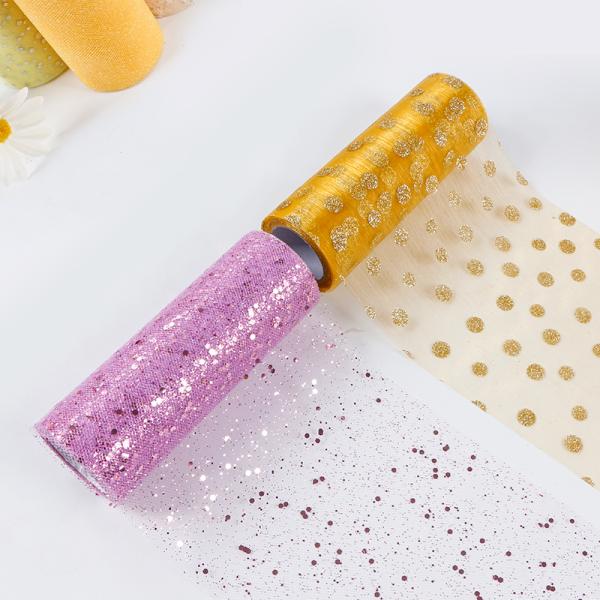 Customizable Tulle Mesh Fabric Roll Ribbon Solid Color for DIY Party Decoration Projects