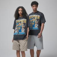 Vente en gros de T-shirts Vintage Unisexe en vrac Dtg Imprimé Homme 100% coton T-shirt lavage à l'acide T-shirt Vêtements de rue T-shirt solaire décoloré pour hommes