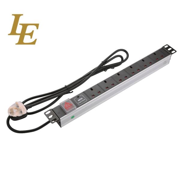 19 Inch Black Aluminum 6way 8-Outlet UK PDU With Switch 3x1.5mm² Cable With BS1363 13A British Plug
