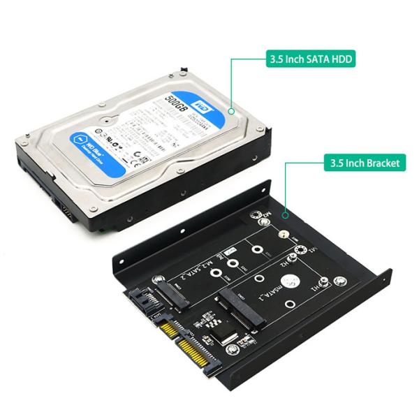 2 в 1 MSATA/SSD M.2 NGFF, который нужно удвоить конвертер SATA3 с 3,5 кронштейном дюйма HDD