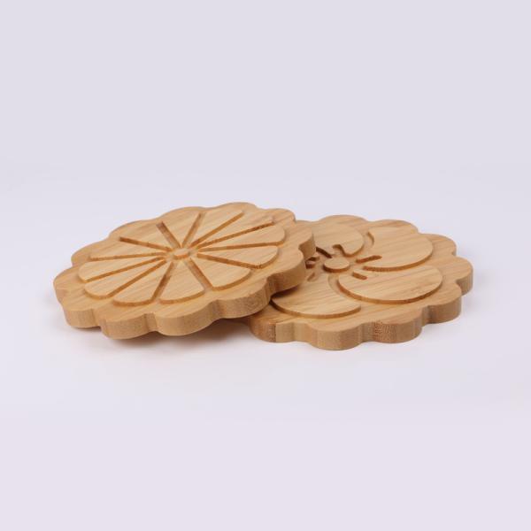 Custom Engraved Bamboo Wooden Coaster Wedding Personalized Coaster Set