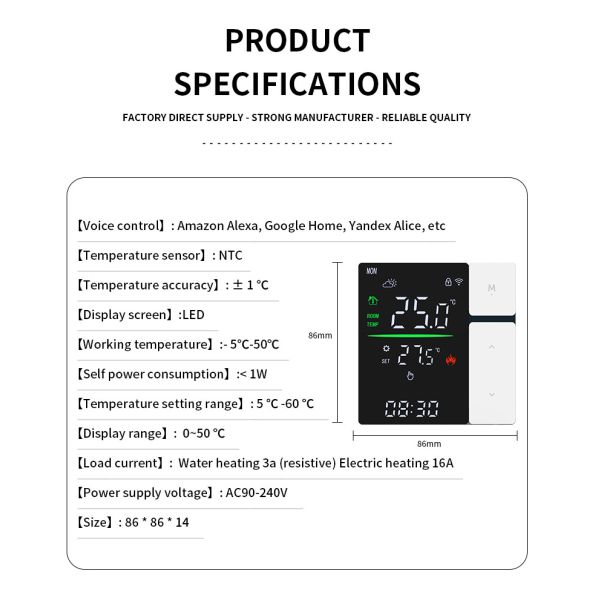 SIXWGH WIFI Smart Thermostat, Voice Control & APP Programmable Thermostat for Electric Heating Water Boiler Home and Office Use