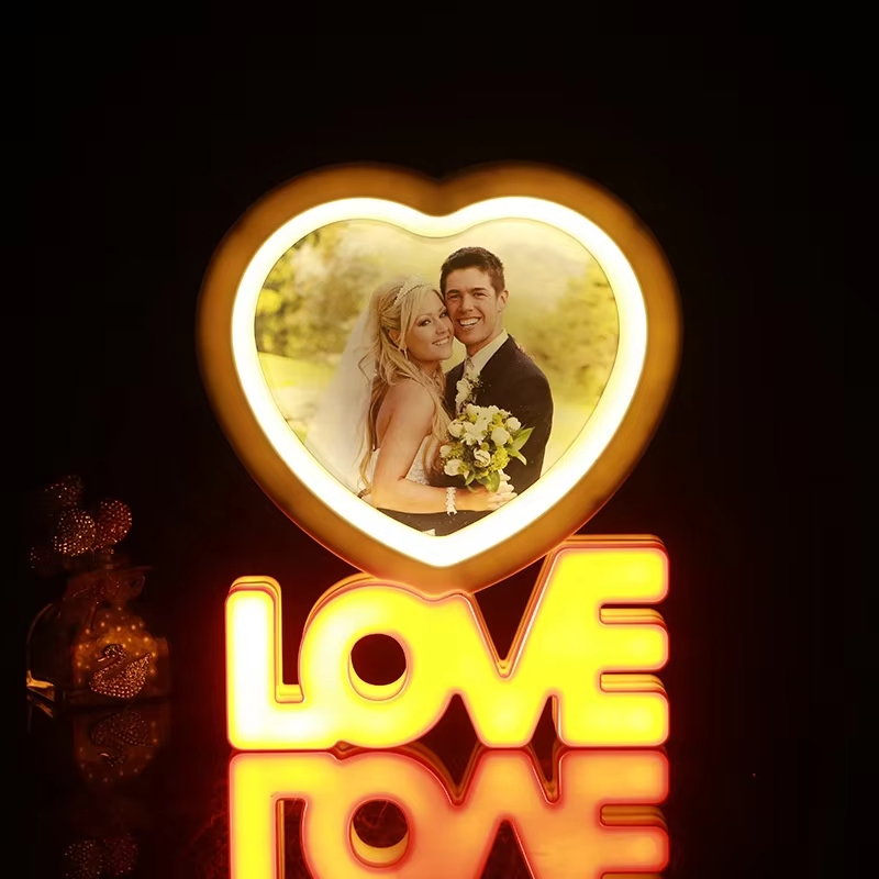 Personalized Valentines Gift Sublimation LOVE LED Magic Makeup Mirror Blanks Custom Picture Frames