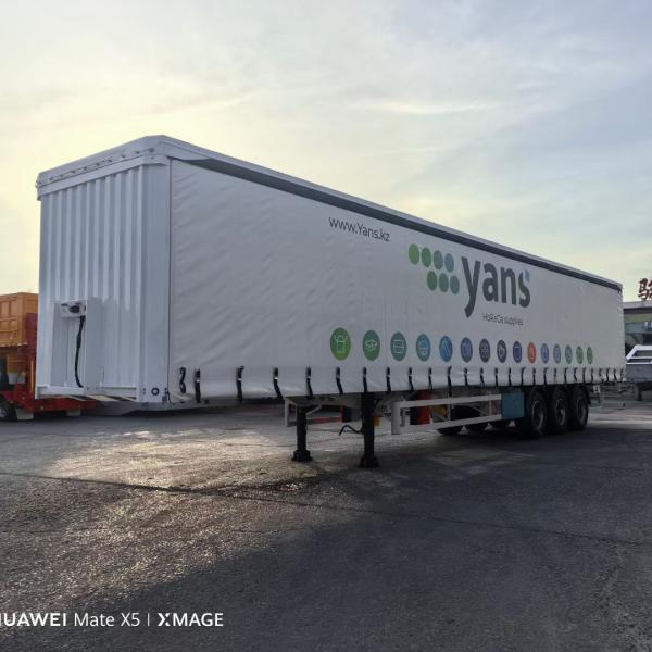 1310mm Wheel Base Dry Van Cargo Curtain Side Semi Trailer With Jost E100 Landing Gear