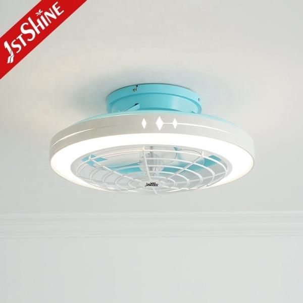 20 polegadas ABS azul lâmpadas de baixo perfil ventilador de teto com controle remoto e corpo de lâmpada de metal