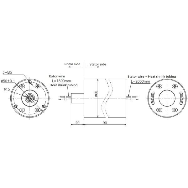 Construction Engineering 250 Rpm Industrial Slip Ring With Solid Bore