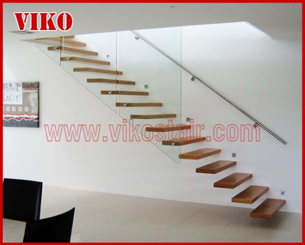 Floating Staircase VK41S Floating Stair Tempered GlassLED Light strip, Stringer: 5mm+5mm(Thickness), Dia 6mm Steel Cable