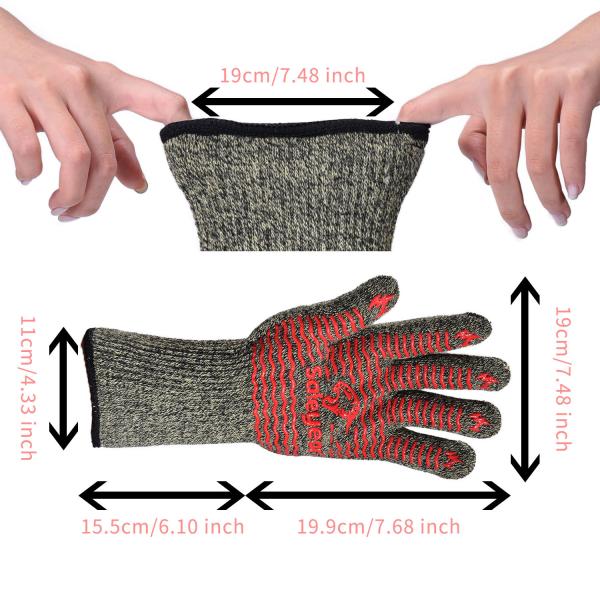 Food Grade Silicone Heat Resistant Barbecue Gloves 13.5 Inch Aramid Fabric
