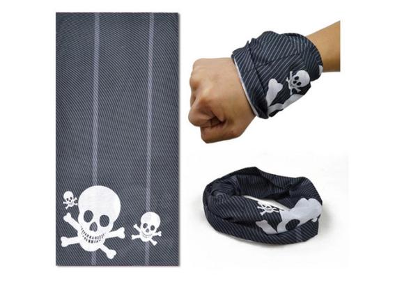 Black White Skull  Tubular Headwear / Scarf 25 * 50cm Digital Printing