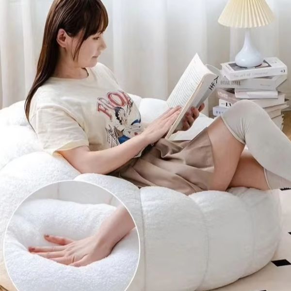 Modern Single Lazy Sofa Pumpkin-Shaped Tufted Beanbag Reclining Comfortable Small Sofa for Apartment Living Room Bedroom