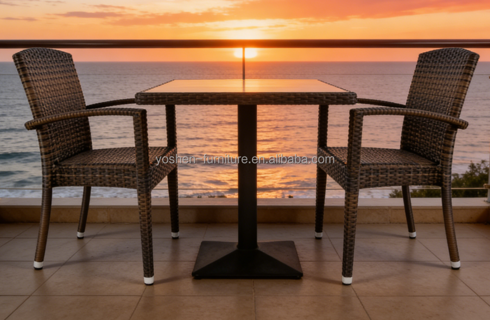 Waterproof UV Resist Aluminum Beach Chairs Wholesale Stackable  Deck Chair Wicker Plastic Ratan Chair