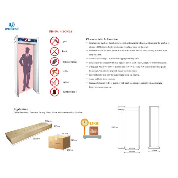 Single Zone Security Body Scanner Walk Through Gate Metal Detector Door Frame 100 Sensitivity For Safety Inspection