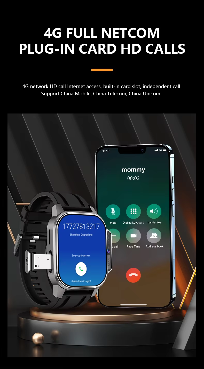 Eraysun Hot Full Netcom 4G Smartwatch 2.13 Inch AMOLED Camera WIFI GPS APP Market Sport Phone IP67 B22 With Sim Card Smart Watch