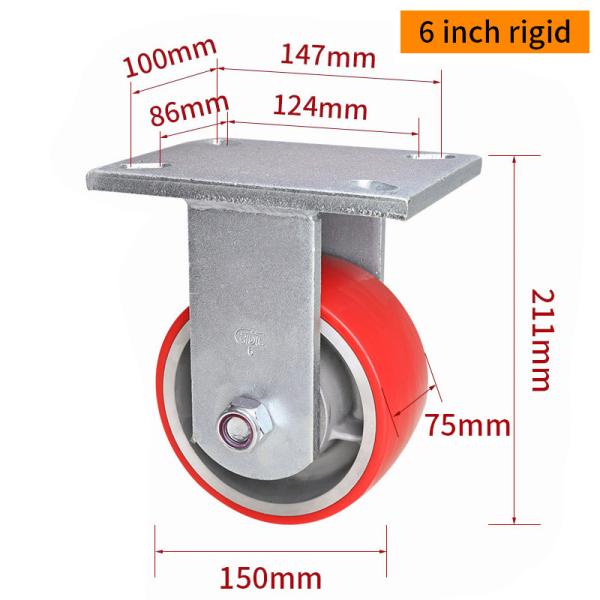 6 Inch 150mm Extra heavy Duty Casters Wheels 1300kg Load 936-86A