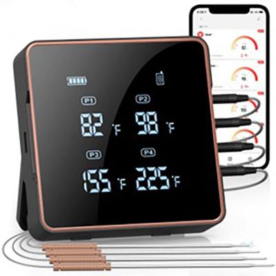 Um instante de quatro Digitas das pontas de prova leu o termômetro de carne sem fio de Bluetooth do termômetro de carne do assado