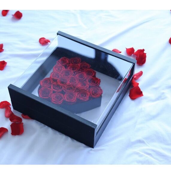 Wholesale Valentine Gifts preserved flower box logo preserved rose in acrylic gift box