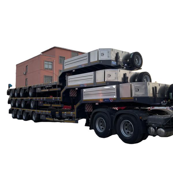 Semi-Trailer of European Style 4-Axle Pull-Out Low-Bed Trailer with 10ton Max Payload