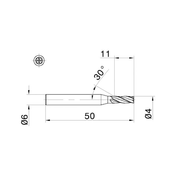 65HRC 4mm carbure solide Endmills de 30 hélices pour le métal dur