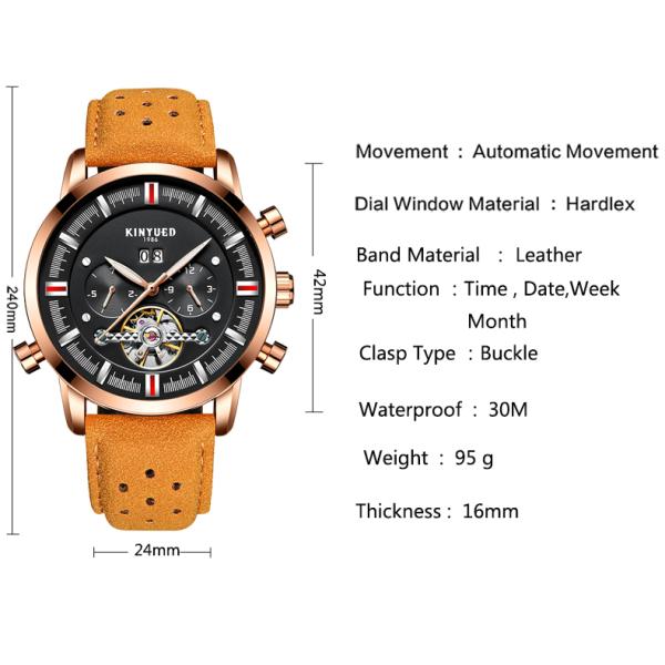 Online Shopping free shipping luxury brand tourbillon leather men watches in wristwatches automatic mechanical watch