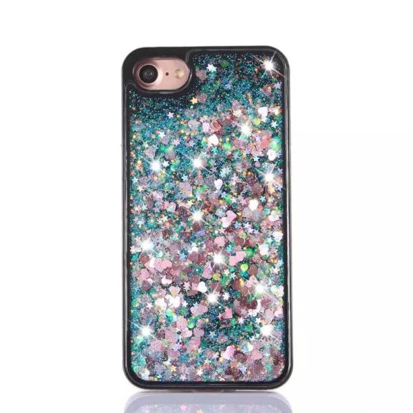 PC+TPU Star Love Sequins Color Mix Glitter Quicksand Black Border Back Cover Cell Phone Case For iPhone 7 6s Plus