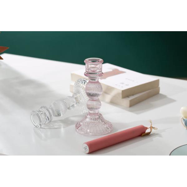 6 Inch Color Glass Candle Holder Machine Pressed Crystal Taper Candlestick Holders