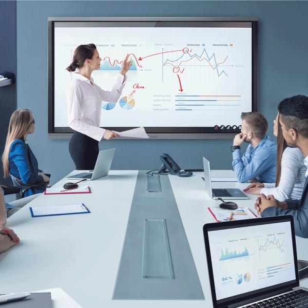 Multi Touch Smart Board Interactive Whiteboard Flat Panel 55 110in 4K UHD For Meeting Room Commercial Display