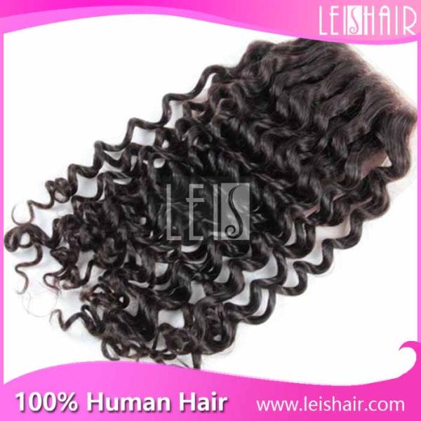 fashion peruvian virgin hair curly wave lace closure