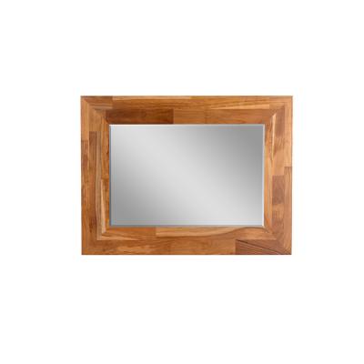 Finger Joint Teak Wood Wall-Mounted Bevel Smart Design Glass Fancy Mirror